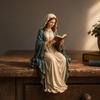Yousheng Lese-Marienfigur für Bücherregal, Harz-Jesus-Statue Regal-Sitzer, Dekorative Skulptur für Zuhause Büro, Geschenk für Buch