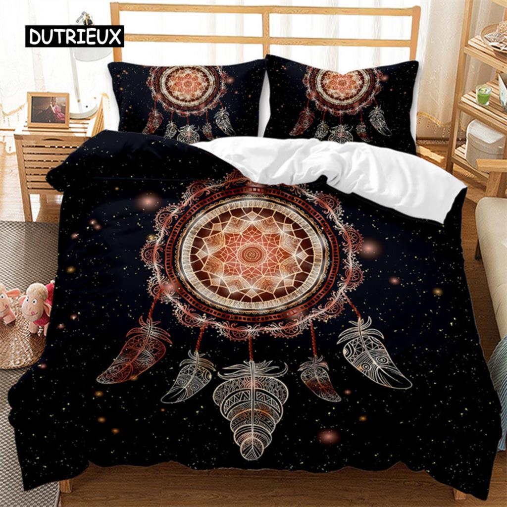 Dreamcatcher Duvet Cover Bohemia Mandala Floral Feather Bedding Set King Single For Kids Adult Microfiber Starry Sky Quilt Cover
