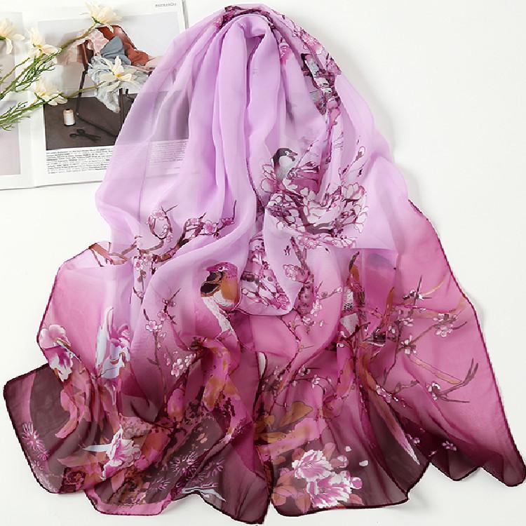 Zonbeschermende Zijde Chiffon Sjaal - Lente/Herfst Bedrukte Strandlaken Nek Sjaal Cadeau