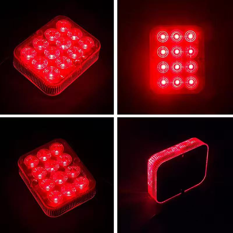 2PCS Waterproof Truck Rear Fog Light 12LED Car Warning Signal Turn Taillight Trailer Lamp Boat Caravan Lorry Stop LED Red Light