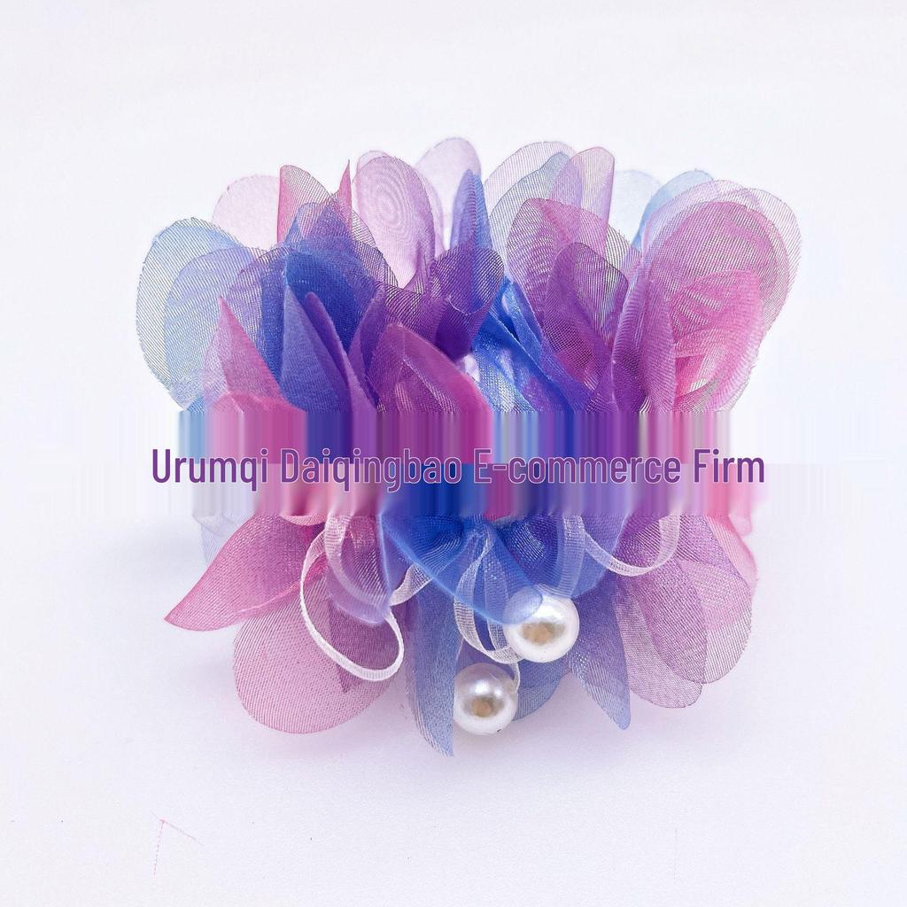 Kinder-Haargummi mit Perlenblume - Schonend zum Haar, Perfekt für Bühnenauftritte und niedliche Hochsteckfrisuren.