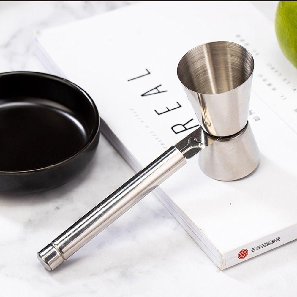 304 Stainless Steel Cocktail Jigger with Handle Double Headed Japanese Measuring Cup Anti-Spill Rust-proof Bar Measure Tools