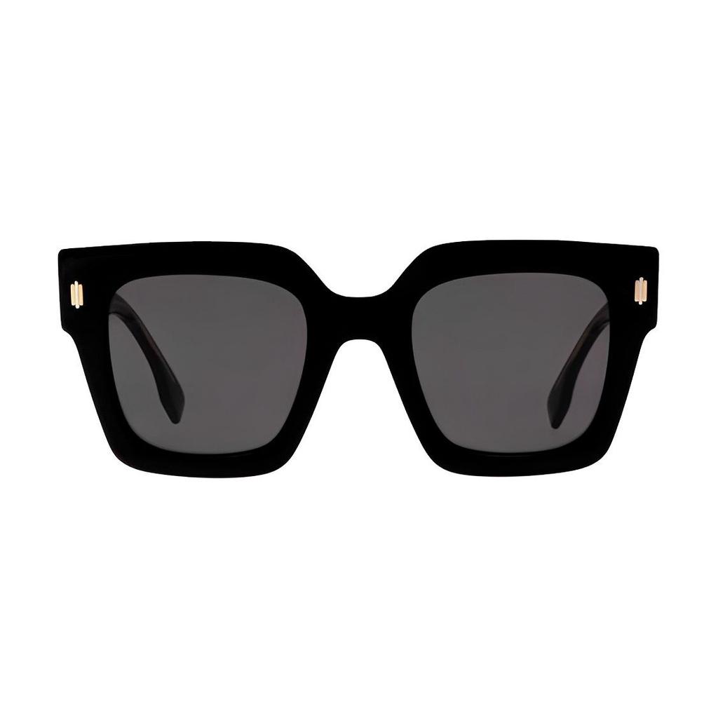 Fendi Logo Engraved Square Sunglasses Women Sunglasses Black FE40101I01A