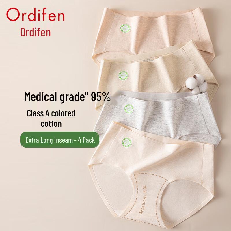 ODFEN Women's Class A Antibacterial Pure Cotton Briefs (4-Pack)