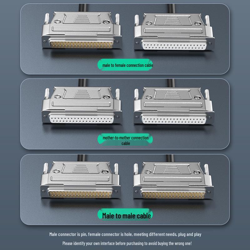 DB37 Gold-Plated 37-Pin Solder Plug Connector with Metal Shell