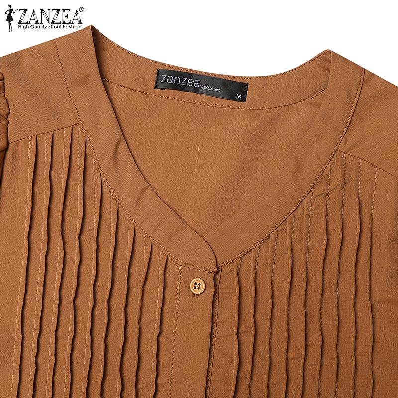 ZANZEA Women Casual V-Neck Summer Short Sleeve Dress