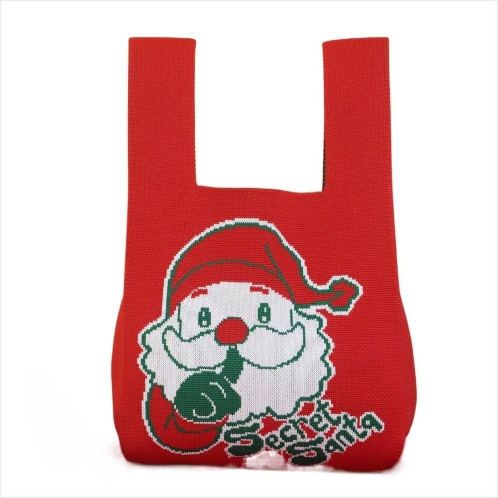 

Handheld Design Knitted Handbag Mini Size Lightweight Gift Bag Apple-Holding Cartoon Candy Christmas Gift Bag Xmas Party