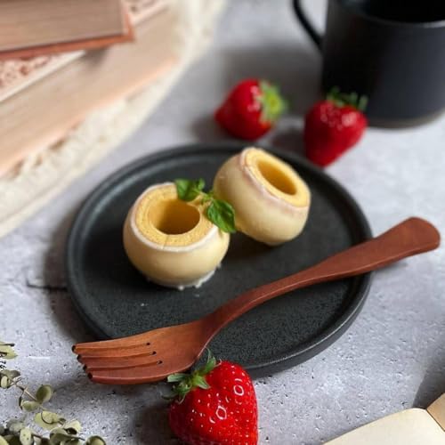 Syokkidana Flat Plate (Small / 16cm / Black) Cake Plate/Dessert Plate (Microwave and Dishwasher Safe / Mino Ware) Cafe/Coffee Shop Plate (Ceramics / M