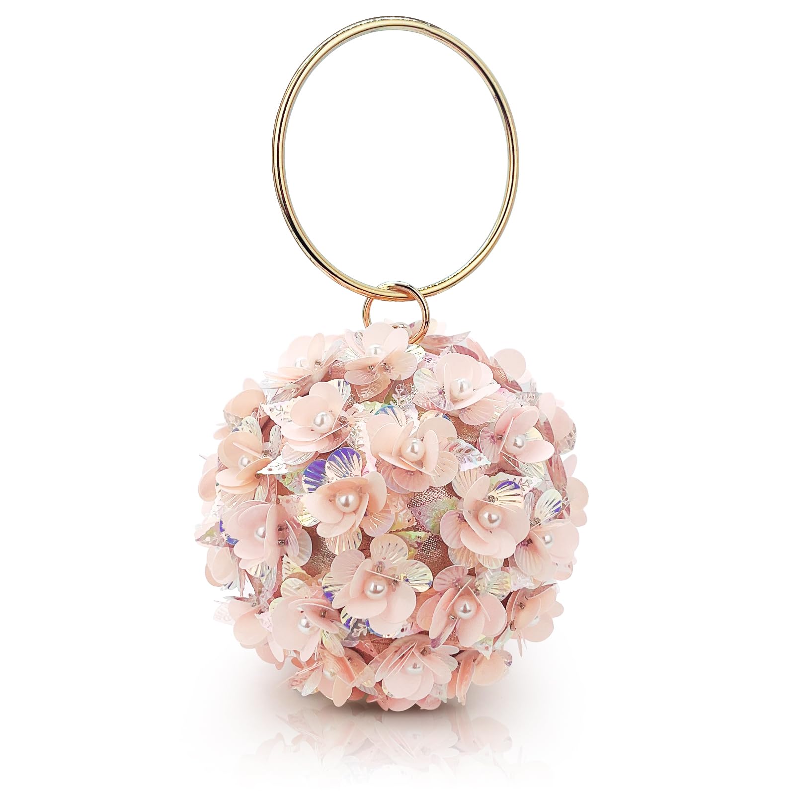 

[BoleLOJin] Small round bag, fashionable floral print women s evening bag, clutch bag for parties, clubs, and get-togethers