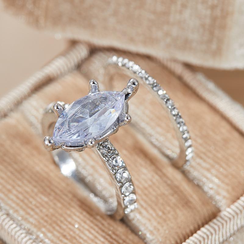 

2 шт. Роскошное классическое яркое кольцо с цирконом-вставкой Леди говорит Мода Помолвка Свадьба Банкет Циркон Подарок Аксессуары 10