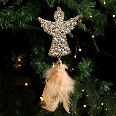 Delicado Colgante de Plástico para Árbol de Navidad con Pluma Copo de Nieve Reno Decoración Colgante de Navidad Adorno Colgante de Pluma de Ángel Navidad