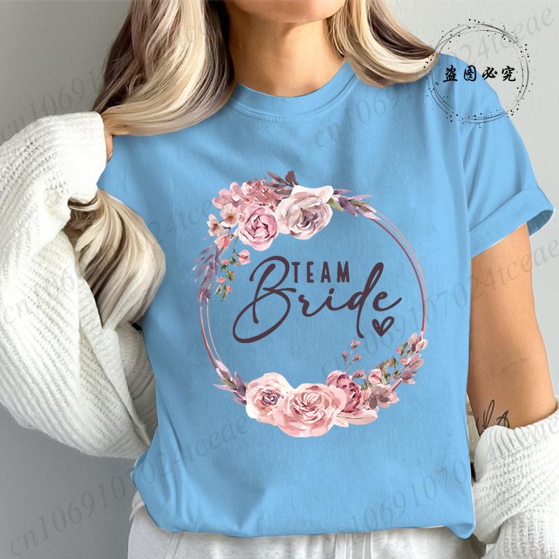 Bridal Graphic T Shirt for Women T Shirt Bride Team Tshirt Bride To Be Fashion T Shirt Women Bachelorette Party TShirt Tops T01