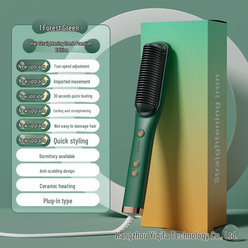 Dual-Use Negative Ion Hair Straightener Comb for Straightening & Curling