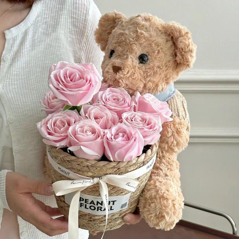 Birthday Soap Flower Bear Bouquet: Teddy Bear Hug Gift for Girlfriend or Best Friend