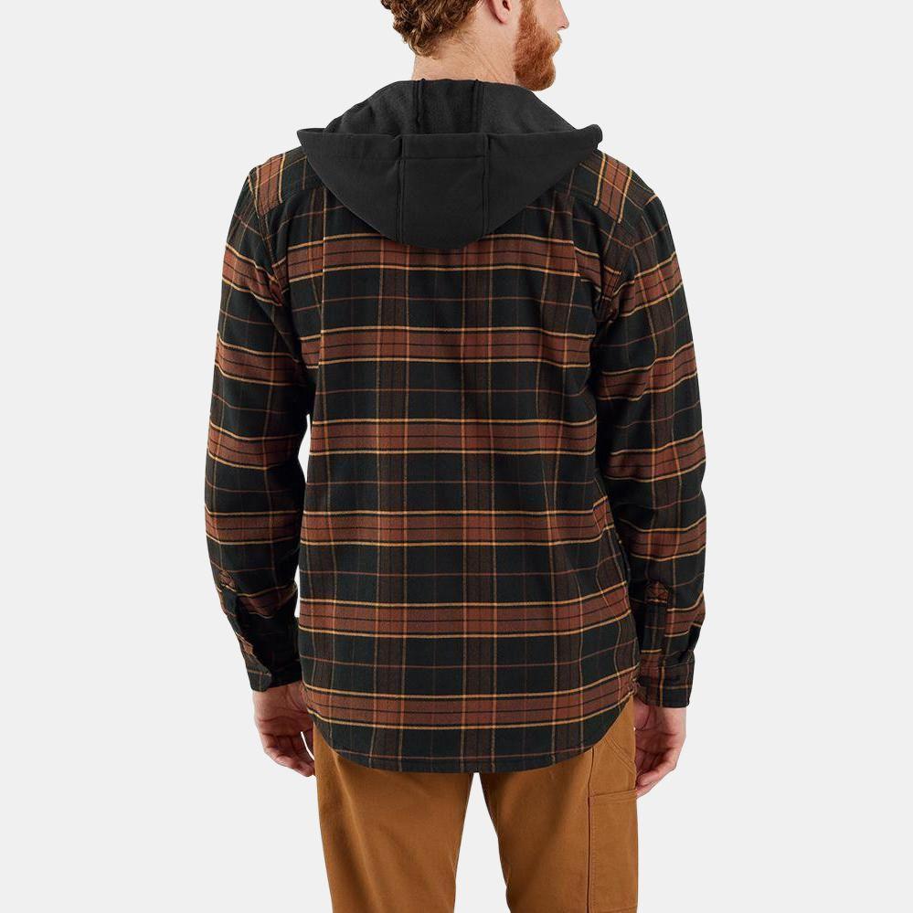 Carhartt 106353 Rugged Flex Flannel Fleece Lined Hooded Shirt Jac Jackets & Coats Relaxed Fit Men's 106353