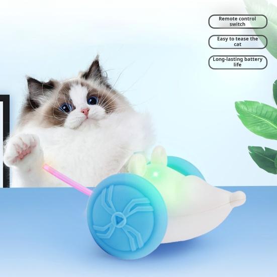 Interactive Cat Toys for Indoor Cats Electric Automatic Mouse Toy with Light-up Tail Cat Chasing Toy with Remote Control