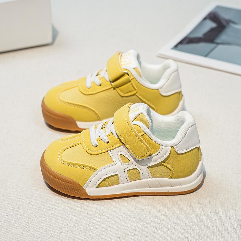 Kids Yellow White Retro Casual Velcro Sneakers 21