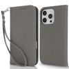 Stand Case for iPhone 16 Pro Litchi Texture Leather Flip Phone Cover with Strap/Wallet