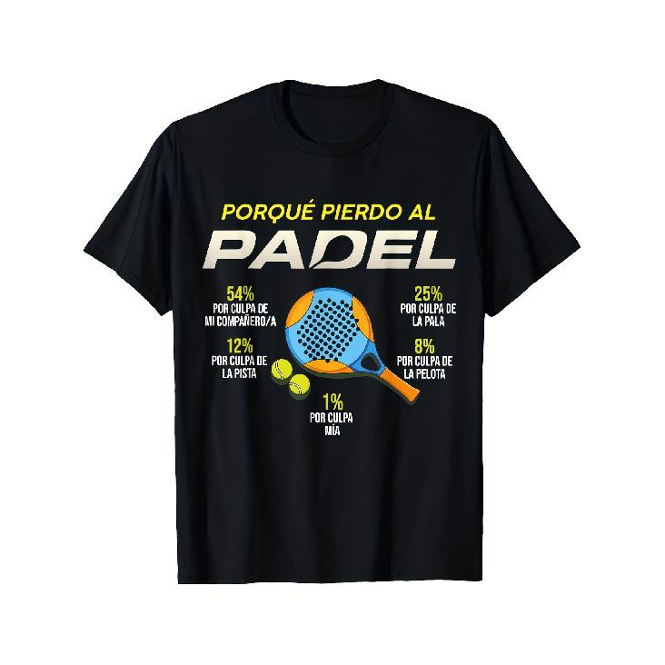 Men'S Funny Padel Player T-Shirt - Spanish Humor Sports Apparel with Padel Court Design & Slogans, Breathable Short Sleeve Casual Tee for Tennis