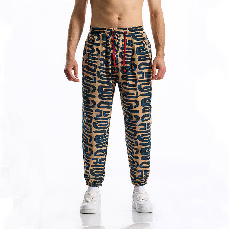 Pantaloni Casual da Uomo Estate e Autunno Patchwork Vivace Stampati Pantaloni con Coulisse Vita Elastica con Coulisse Alla Moda e Comodi