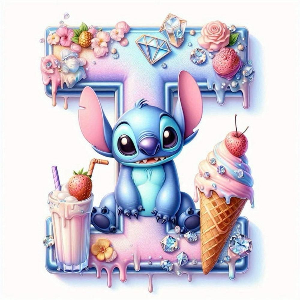Disney Bordado de Diamantes Punto Mosaico de Dibujos Animados Novedad 26 Letras Pintura Imagen de Pedrería Helado Decoración Habitación Infantil