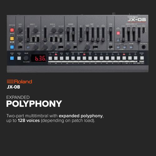 Roland JX-08 Synthesizer: Authentically Reproduces the Sound of the JX-8P, Battery-Powered, and Equipped with a Portable Speaker