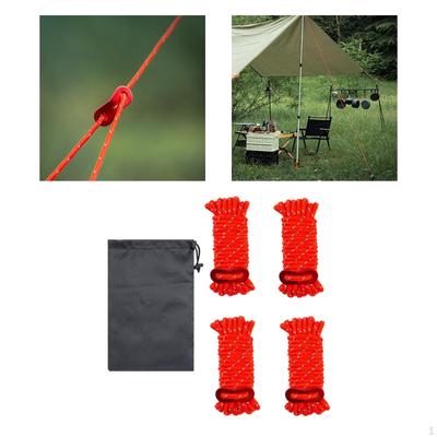 4 pezzi di tiranti riflettenti per arrampicata, resistenti, con borsa portaoggetti, corde per tenda da campeggio