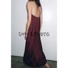 Summer Women Clothes Holiday Style Round Neck Sleeveless Asymmetric Hem Silk Satin Texture Long Dress 8040019