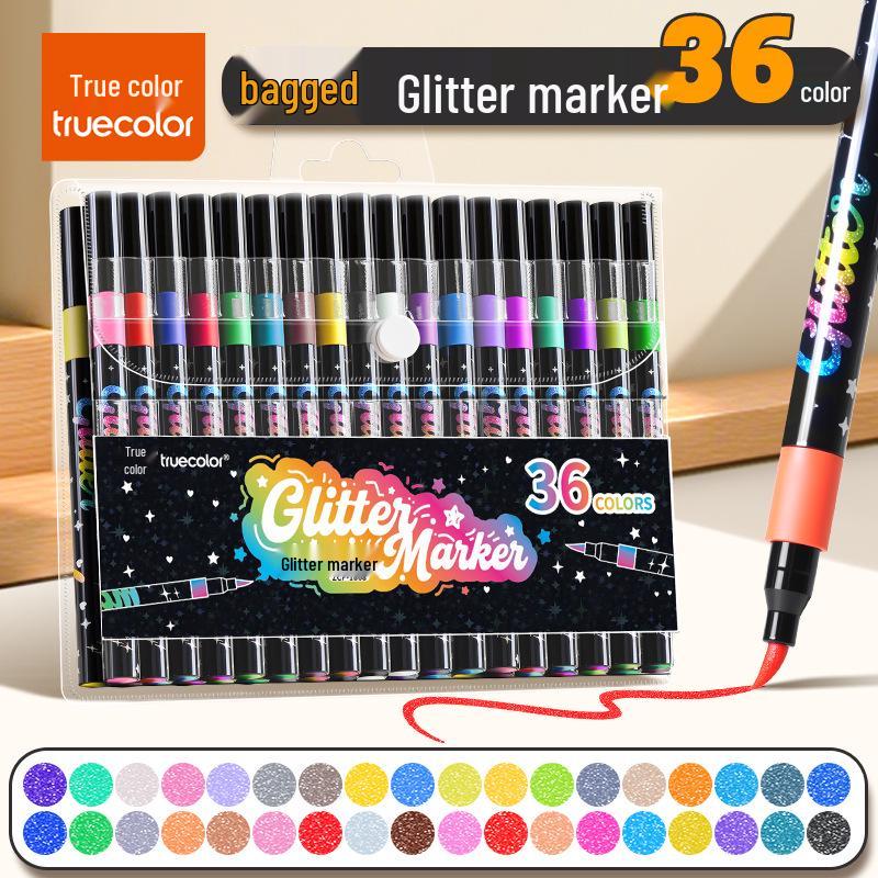 Echter Farbe Glitzer Filzstift für Grundschule & Kindergarten Kunst – Wasserbasierter Glanz.