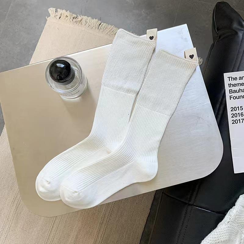 5 Pairs of Women's Solid Color Fashion Versatile Tube Stack Socks