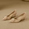 Yuanlitong autumn new high heels women's high-end leather women's shoes pointed temperament single shoes women's wear is not tired