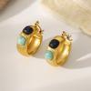 Ins Style European and American Retro Natural Stone Earrings Women's Titanium Steel 18k Gold-plated Tianhe Stone Earrings Earrings Niche High-end Sens