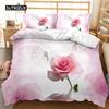 Rose Luxurious Pink Rose Pattern Bedding Set with Microfiber Material for Girls and Women