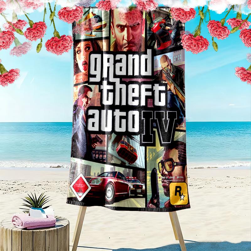 Grand Theft Auto V: Asciugamano da spiaggia Crime Chaos Asciugamano da spiaggia per foto vacanza Portatile per viaggio nuoto mare asciugatura rapida asciugamano da nuoto
