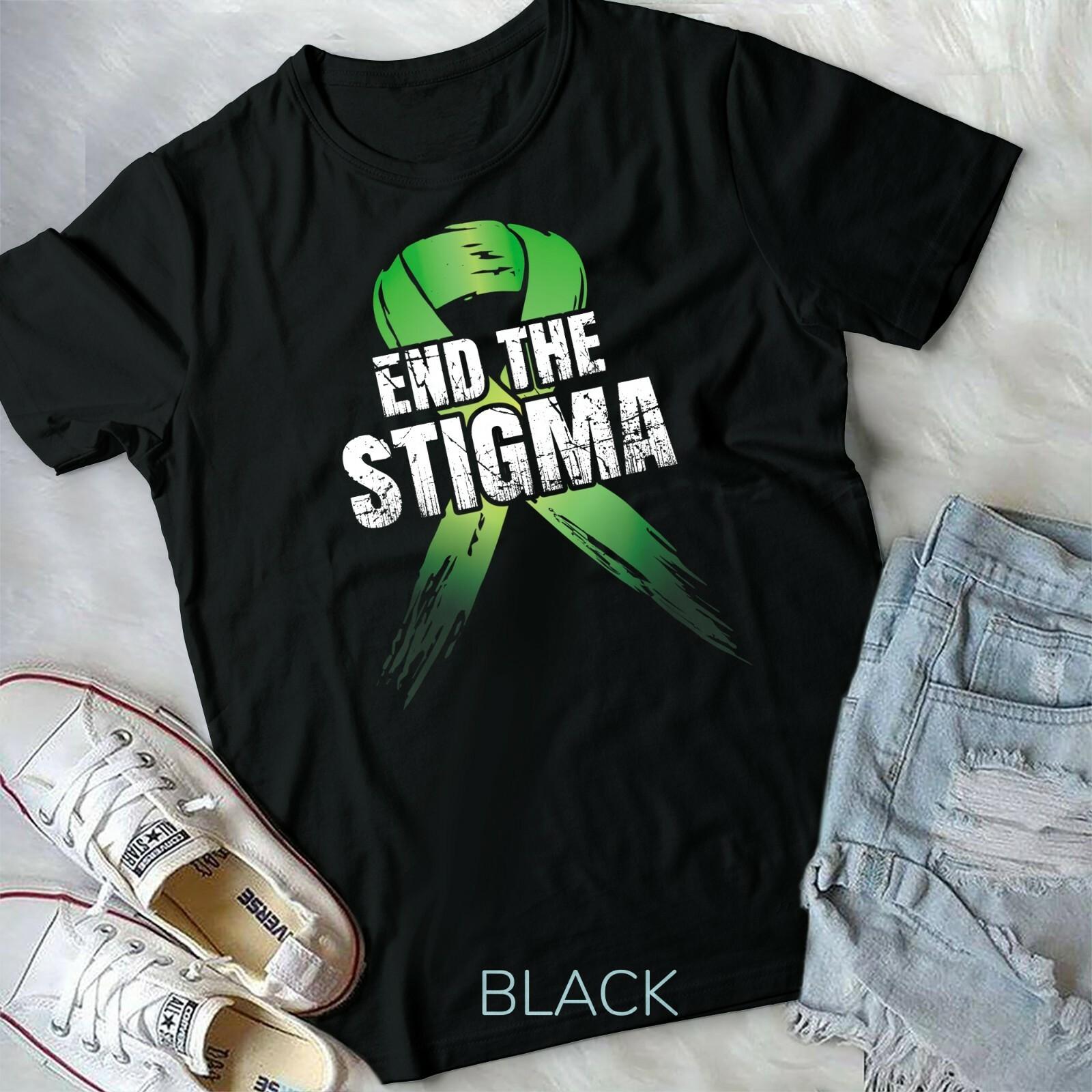End The Stigma Mental Health Awareness Green Ribbon T-shirt Unisex T-shirt L
