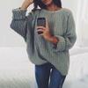 Accogliente Maglione Pullover Autunnale e Invernale a Manica Lunga con Scollo Rotondo in tinta unita