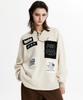 HOODHOOD Patchwork Waffle Long Sleeve T-Shirt Ivory