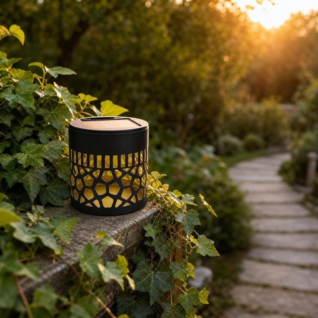 Outdoor Solar Garden Wall Light Decorative Lantern Metal Frame Solar Powered LED Light for Patio Pathway Yard Fence