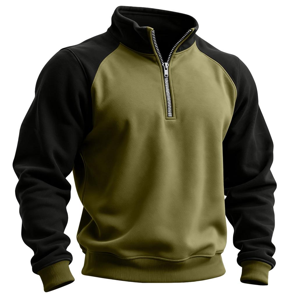 Men's Colorblock Half Zip Stand Collar Sweatshirt Men's Sports Large Size Casual Stand Collar Sweatshirt