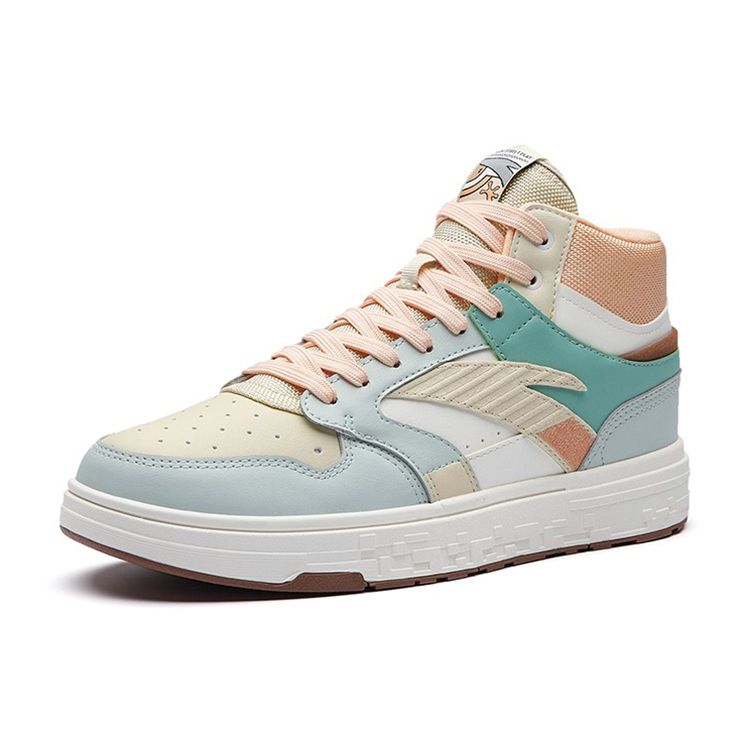 Anta Street Play Casual High-Top Skate Shoes Women Sneakers White Gray Pink 122238065-5