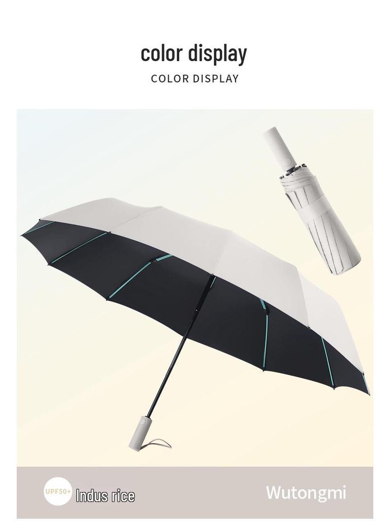 Baodini Windproof Folding Umbrella: 60-Rib, Black Glue Coating, Sun & Rain Protection, Portable & Durable