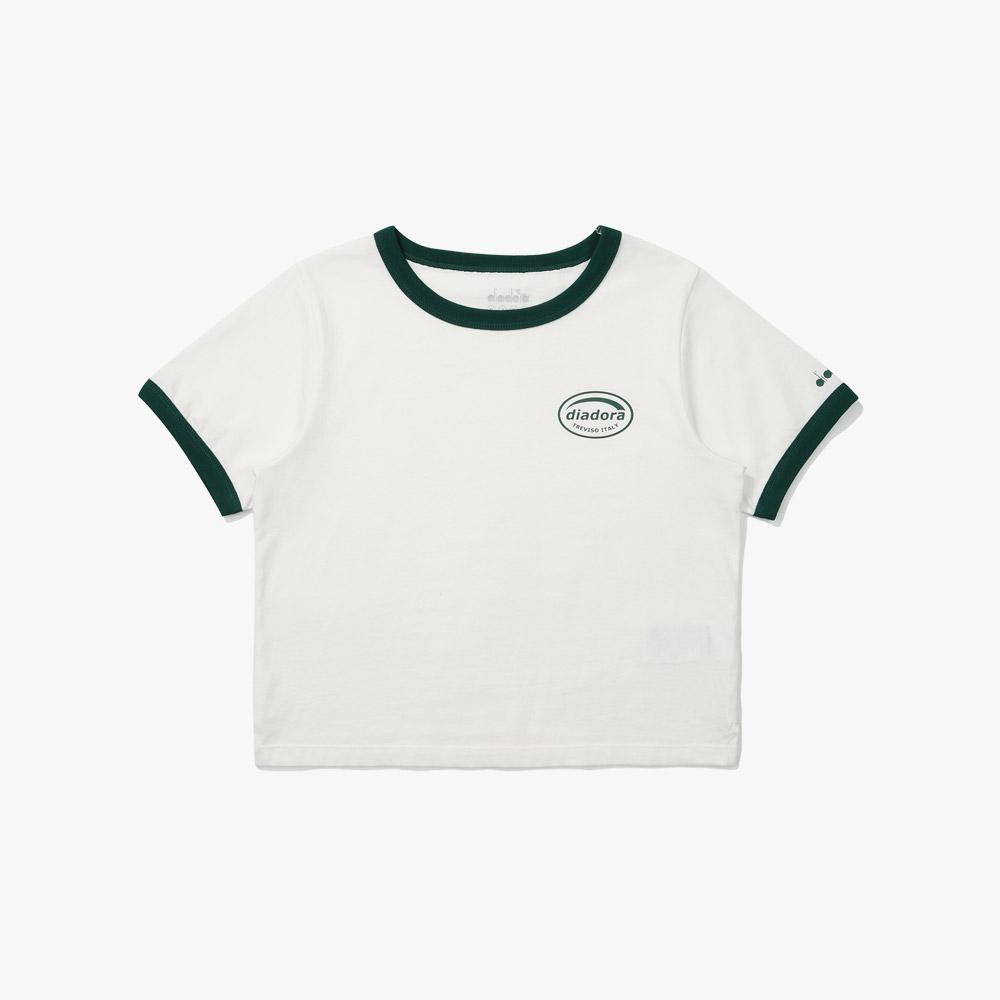 Diadora Weekend Ringer Short Sleeve T-Shirt Women Off White