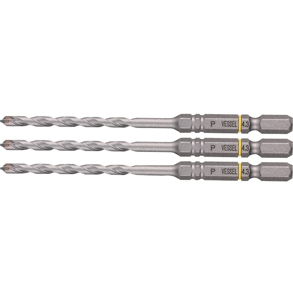 VESSEL Drill Bit Set for Porcelain Tiles, 4.3mm, 3-piece Set, APD3S-4.3