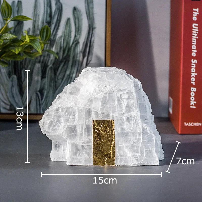 

Natural Crystal Gold Foil Mountain Statue Desk Decoration Ornaments Crafts Gilded Mountain Range Sculpture Room Aesthetics Decor