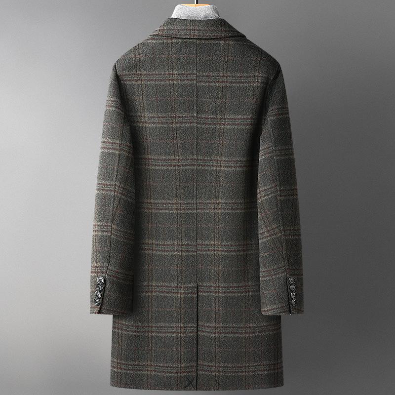 Autumn and Winter Men's Thickened Medium and Long Trench Coat