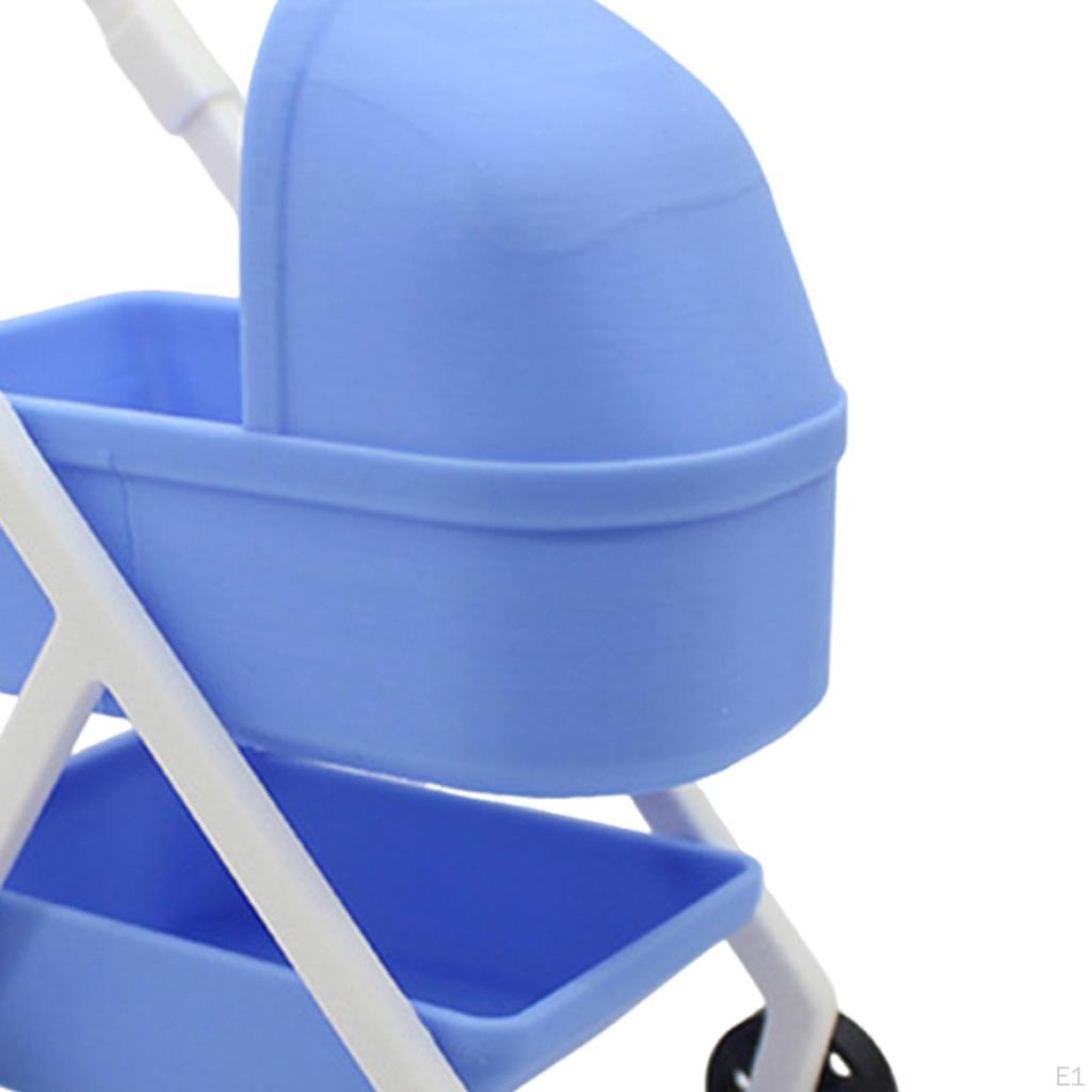 1/12 Scale Dollhouse Carriage Toy Dolls Crib Trolly Cart