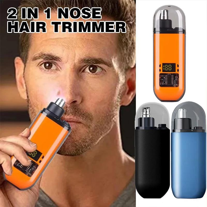 2 In 1 Electric Portable Ear And Nose Hair Trimmer Clipper 2026 Professional Painless Portable Eyebrow For Men