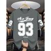Fashion Plus Size Men'S T-Shirt - Large Size Trendy Top, Casual Athletic Design, Letter Number Print, Breathable Elastic Fabric