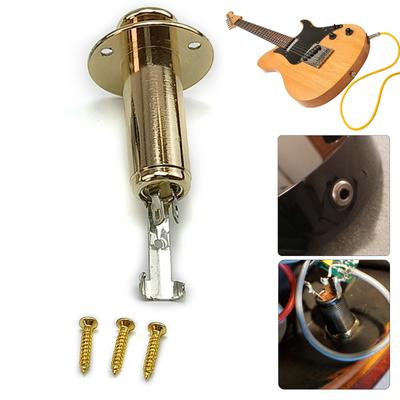 1 zestaw Akustyczna Elektryczna Gitara Gniazdo Wyjściowe Wejściowe Endpin 6,35 mm Miedziane Gniazdo Endpin Mono Gitary Wtyczka Łatwa w Użyciu