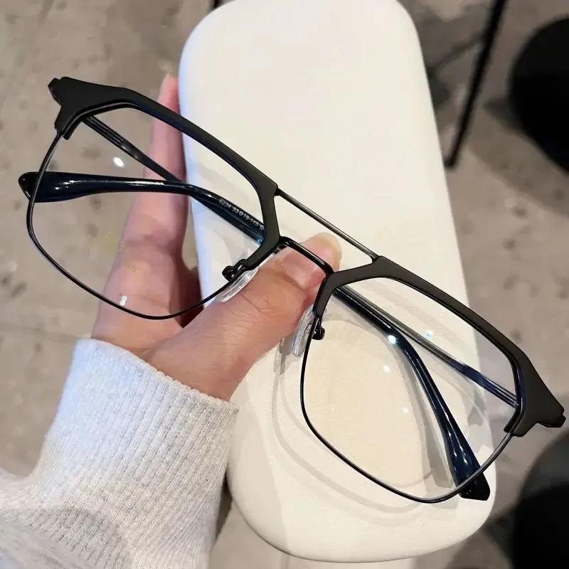 Women Stylish Reading Glasses Fashion New Anti-blue Light Computer Glasses Double Beam Square Frame Eyeglasses 0+1.0+1.5+4.0